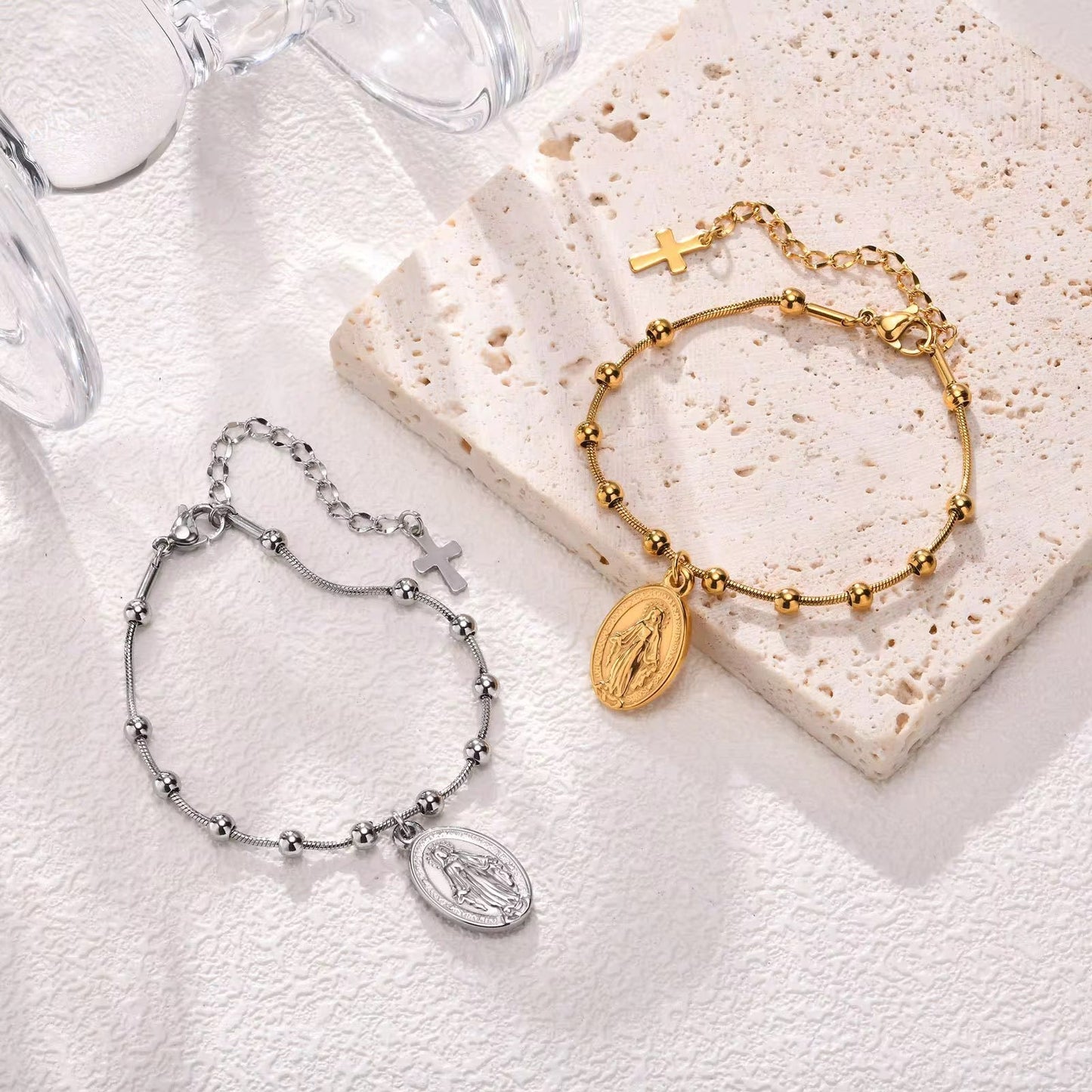 Rosary Bracelet – Cross & Virgin Mary